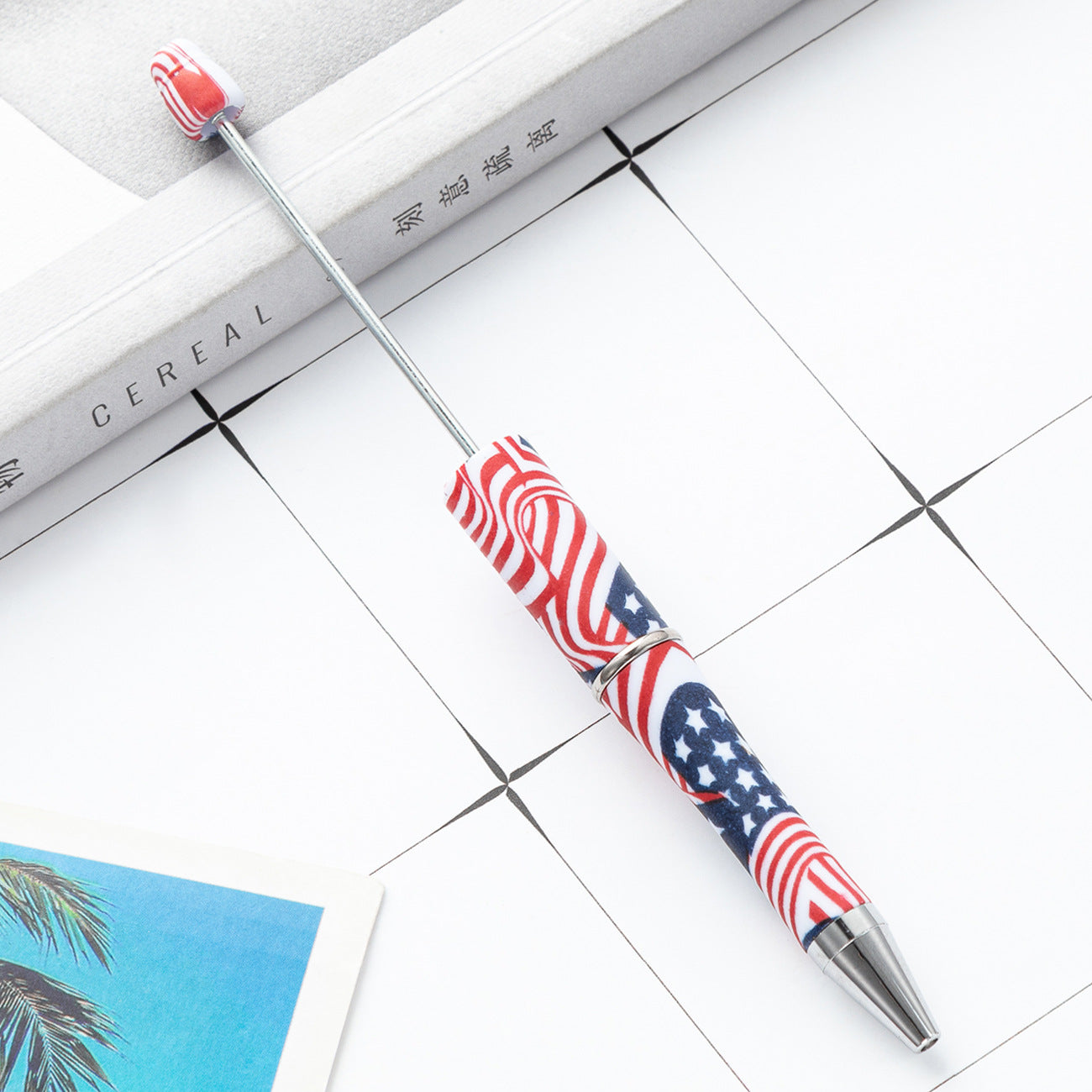 Wholesale Independence Day Beadable Pens DIY for Beadable Plastic Pen
