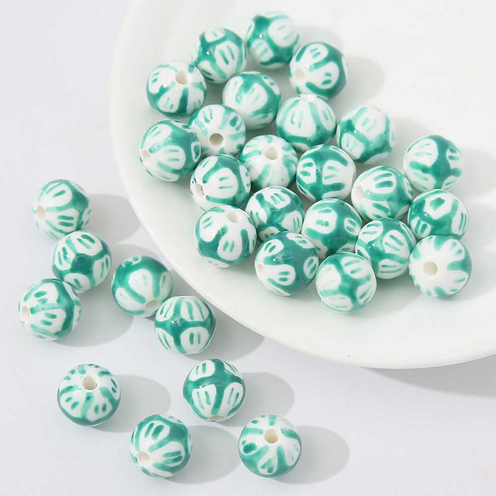 Wholesale 5PCS/PACK Colorful Ceramic Perforated Round Beads