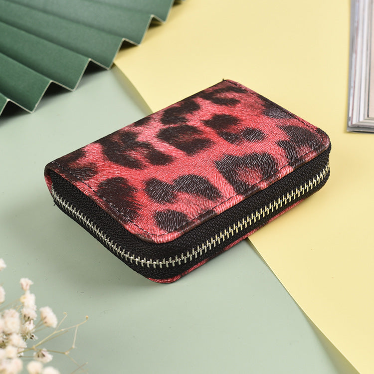 Wholesale Short Leopard Print PU Wristband Zipper Wallet