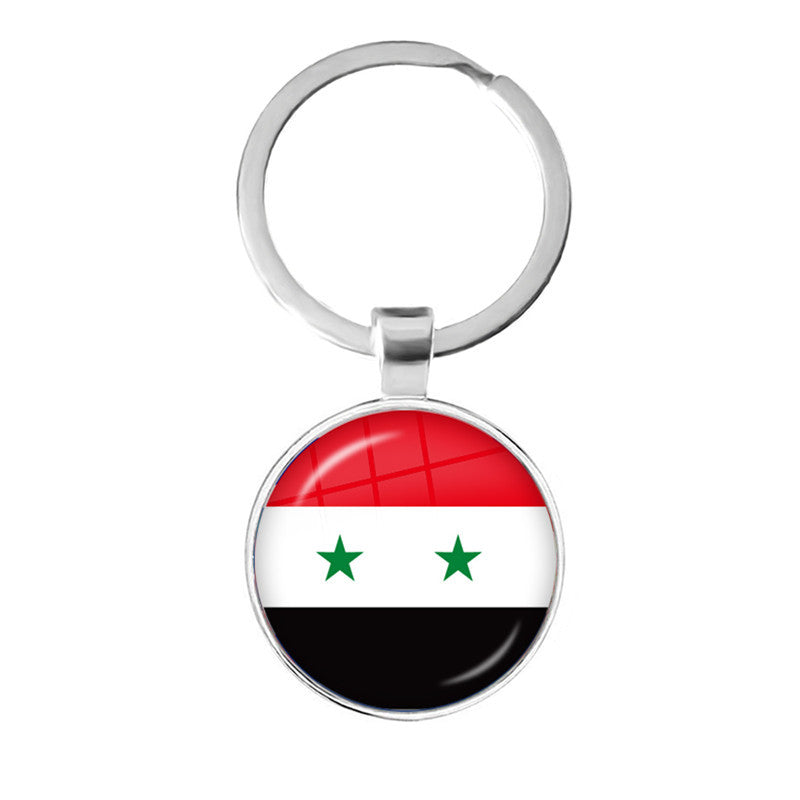 Wholesale Zinc Alloy National Flag Time Gem Keychain