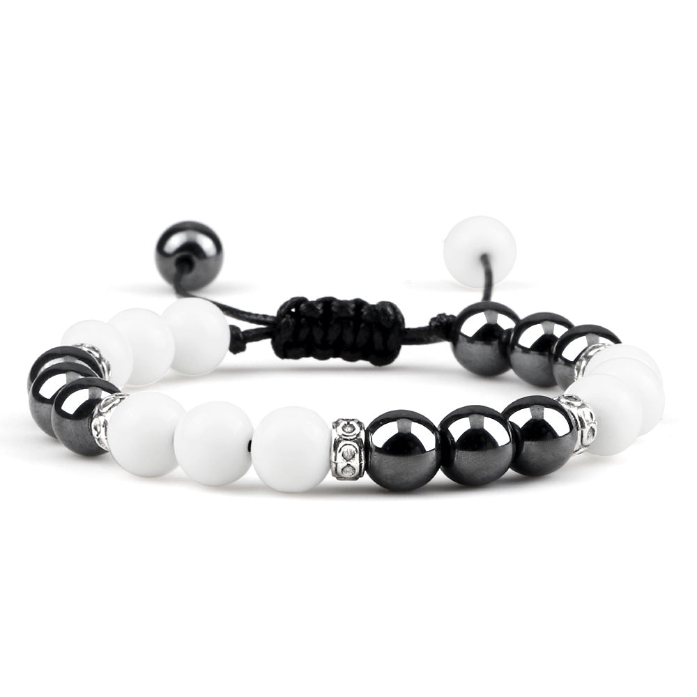 Brazalete de ojo de tigre de aleación de arma de arena tejida de piedra de ballas negro al por mayor