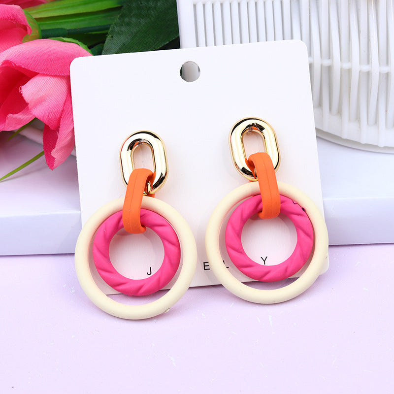 Wholesale Geometric Circle Contrasting Color Candy Color Acrylic Earrings