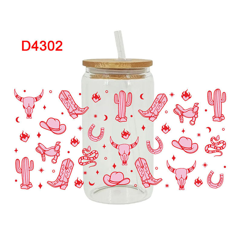 Wholesale UV Transfer Paste Glass C16oz Cup UV DTF Wraps 23cmX11cm