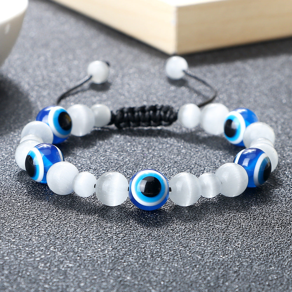 Wholesale  Jewelry Accessories 10mm Volcanic Rock Bracelet Turkey Devil' s Eye Beaded Hand Rope Adjustable