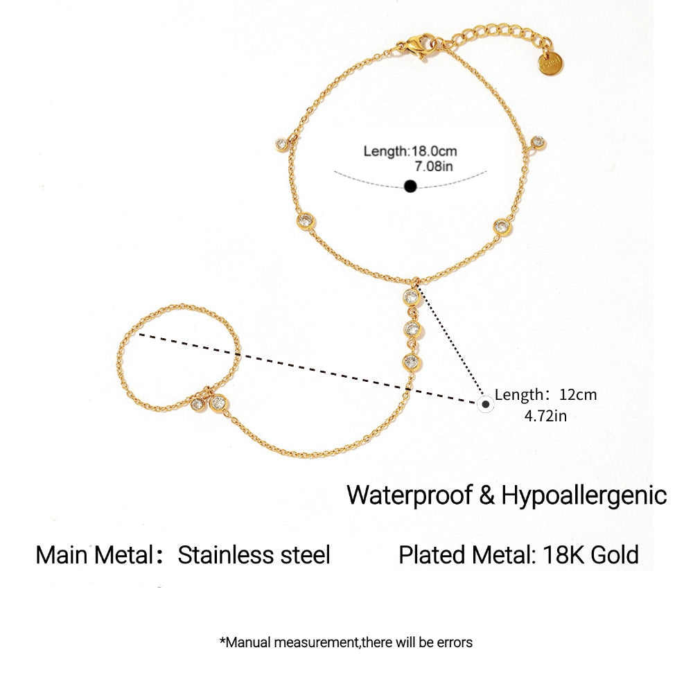Wholesale Stainless Steel Mittens Bracelet Niche Ring with Diamonds Golden Bracelet