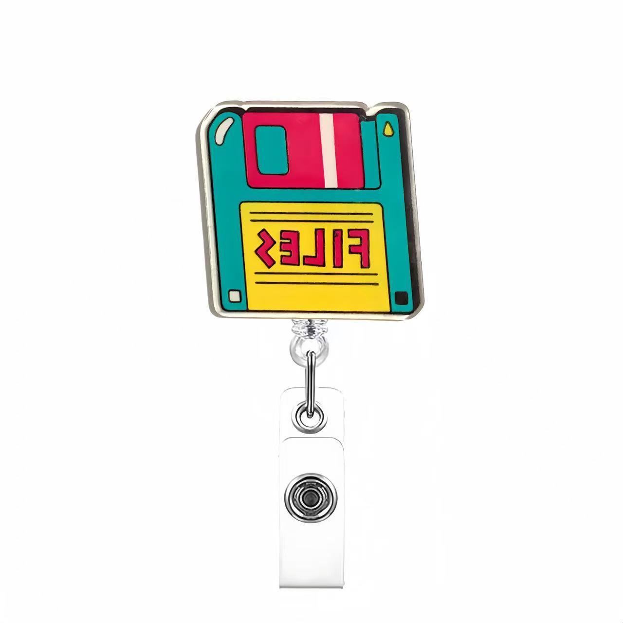 Wholesale Retro style acrylic name tag with telescopic buckle Badge Reels