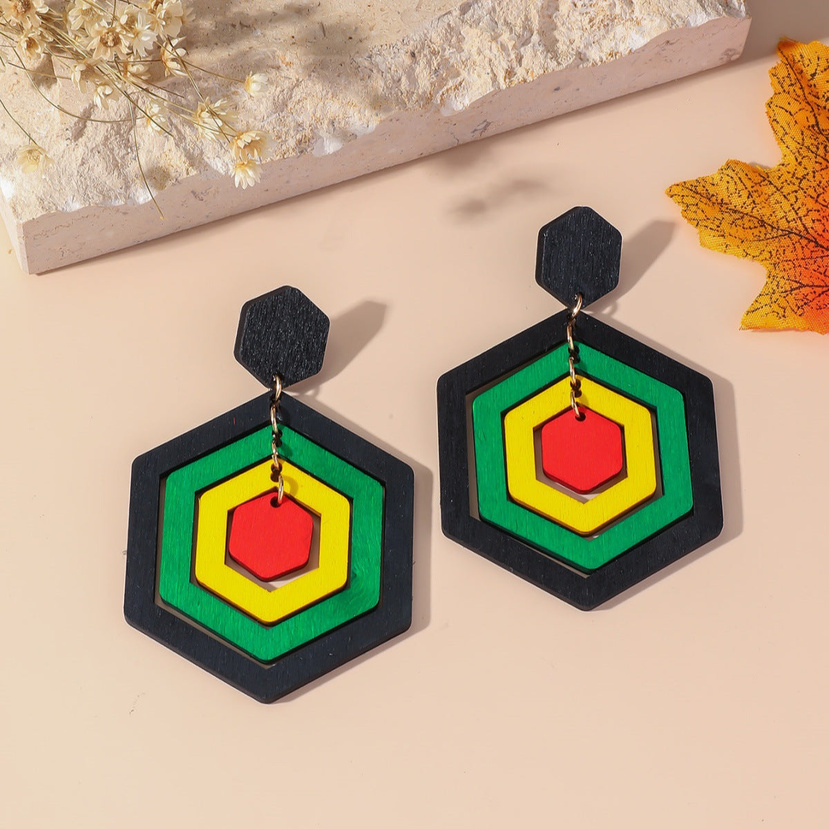 Wholesale Fashion Multi-Shape Wood Earrings