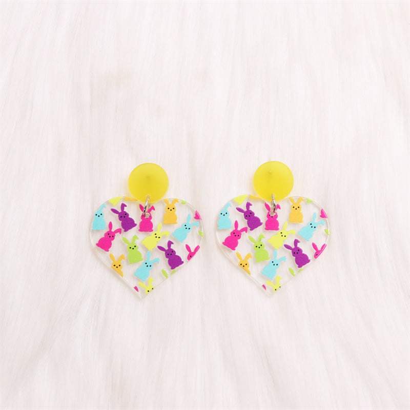 Wholesale Valentine's Day Love Colorful Rabbit Acrylic Earrings