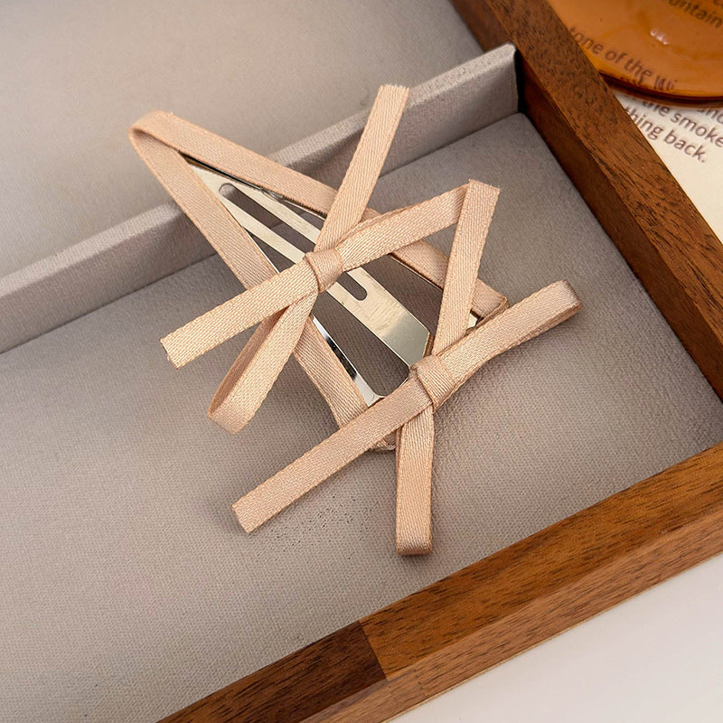 Wholesale Colorful Fabric Ballet Style Ribbon Bow Triangle BB Hair Clip