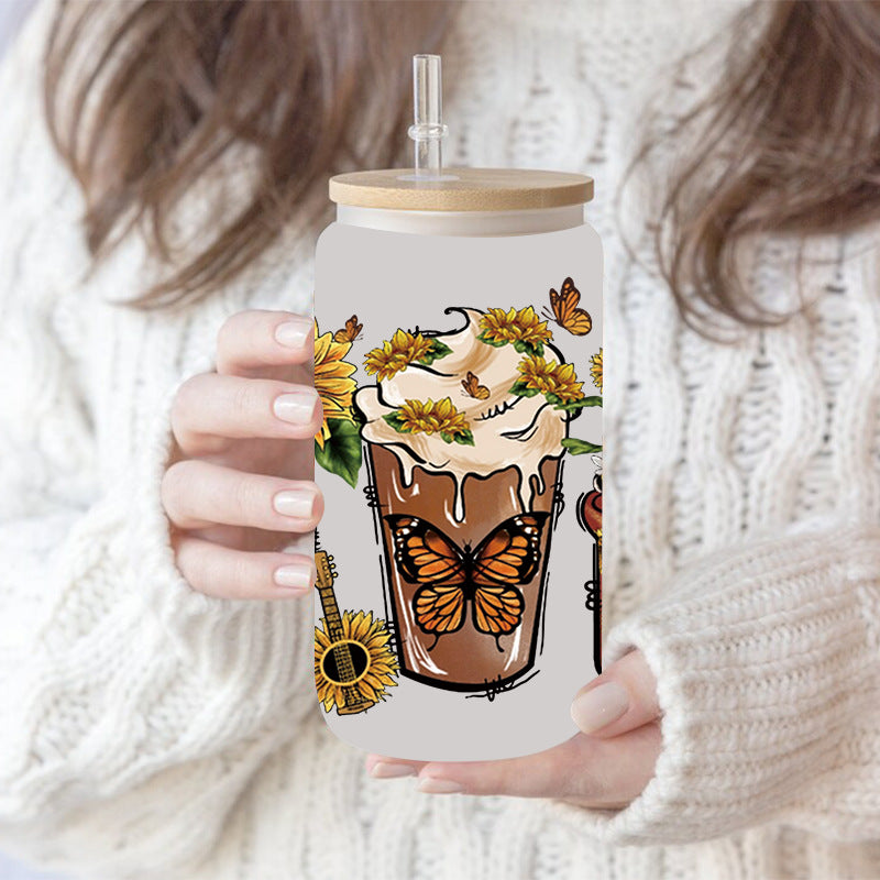 Wholesale Flower Butterfly 16oz Cup UV DTF Wraps