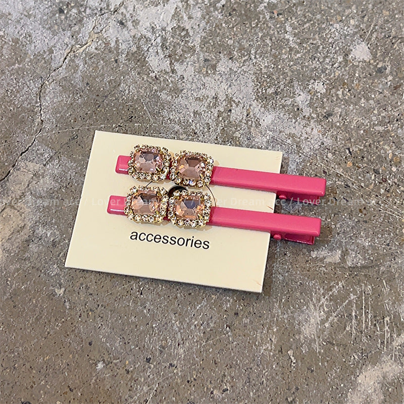 Wholesale Pink Love Rhinestone Hair Clips