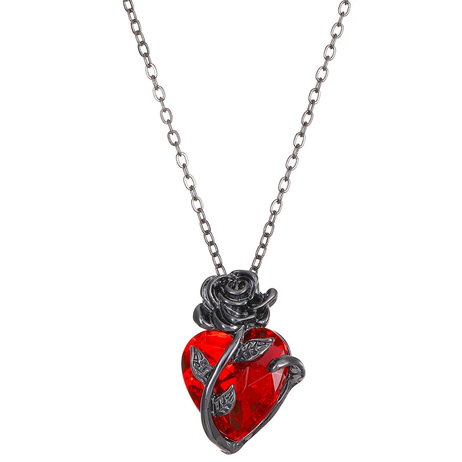 Wholesale Love Rose Necklace Gothic Wrapped Flower Heart-shaped Clavicle Chain Valentine's Day