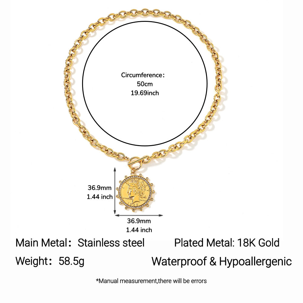 Wholesale Stainless Steel Necklace Queen Portrait Zircon Necklace