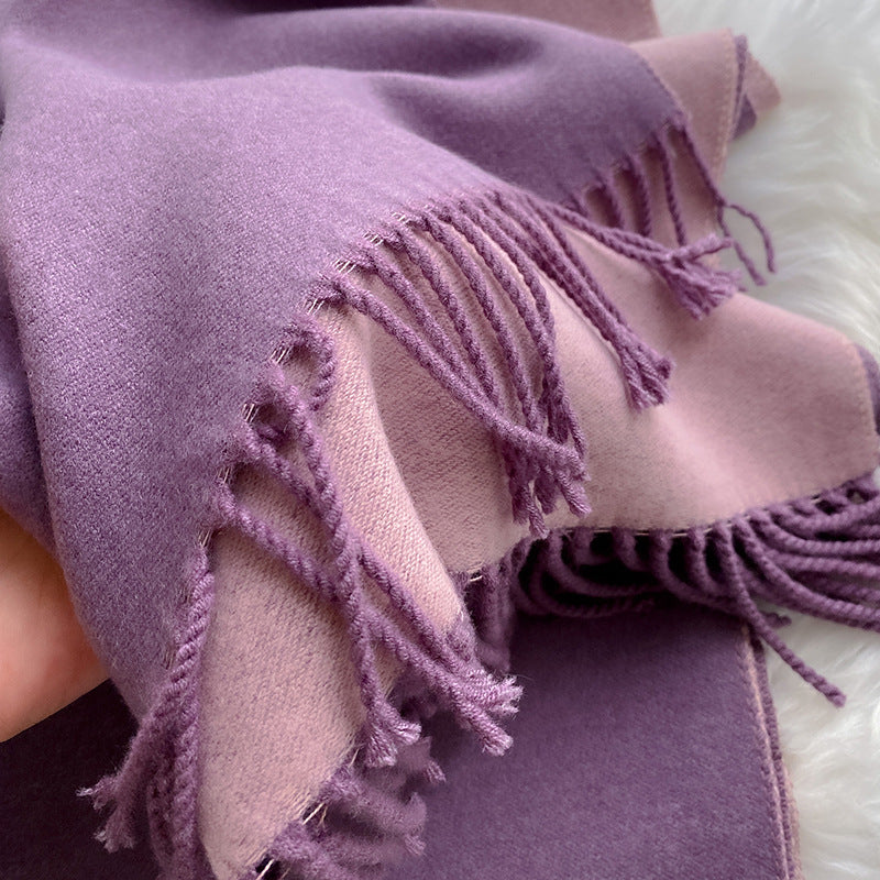 Wholesale Double Sided Solid Color Scarf Long Thickened Warm Shawl
