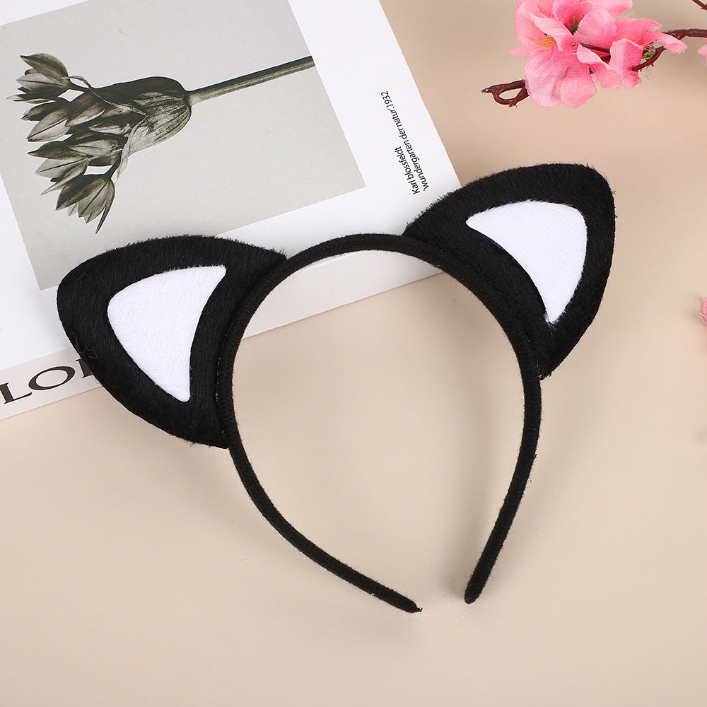 Wholesale Black cat ears short plush headband