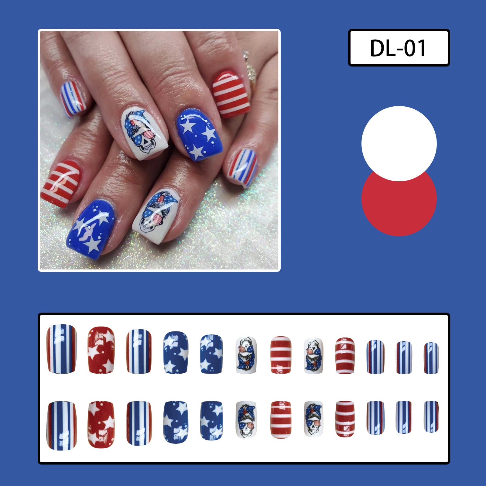 Wholesale Pentagram Red Blue Stripe Nail Stickers