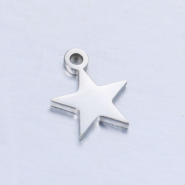Wholesale Mirror Polished Stainless Steel Star Moon DIY Bracelet Necklace Pendant