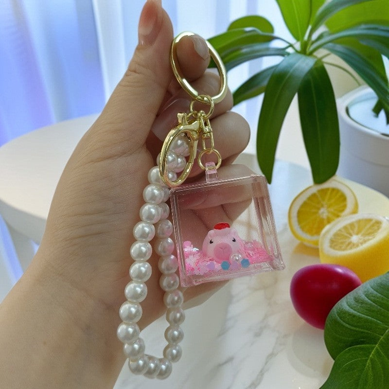 Wholesale Acrylic Creative Capybara Sand Bottle Keychain
