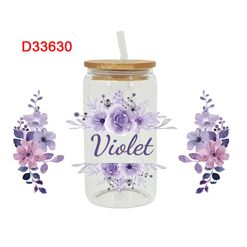 Wholesale Purple and black Pattern 16oz Cup UV DTF Wraps