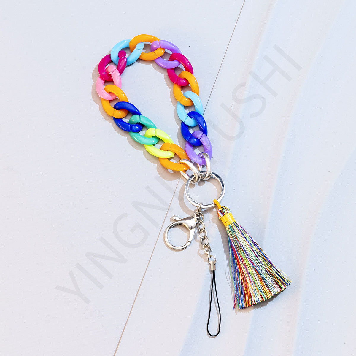 Wholesale Acrylic Colorful Tassels Keychains