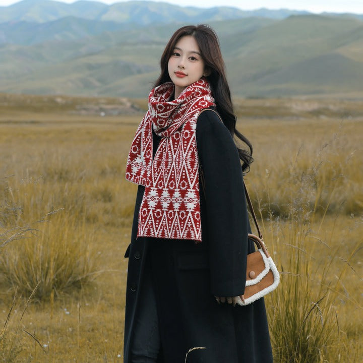 Wholesale Christmas Winter Imitation Cashmere Knitted Scarf