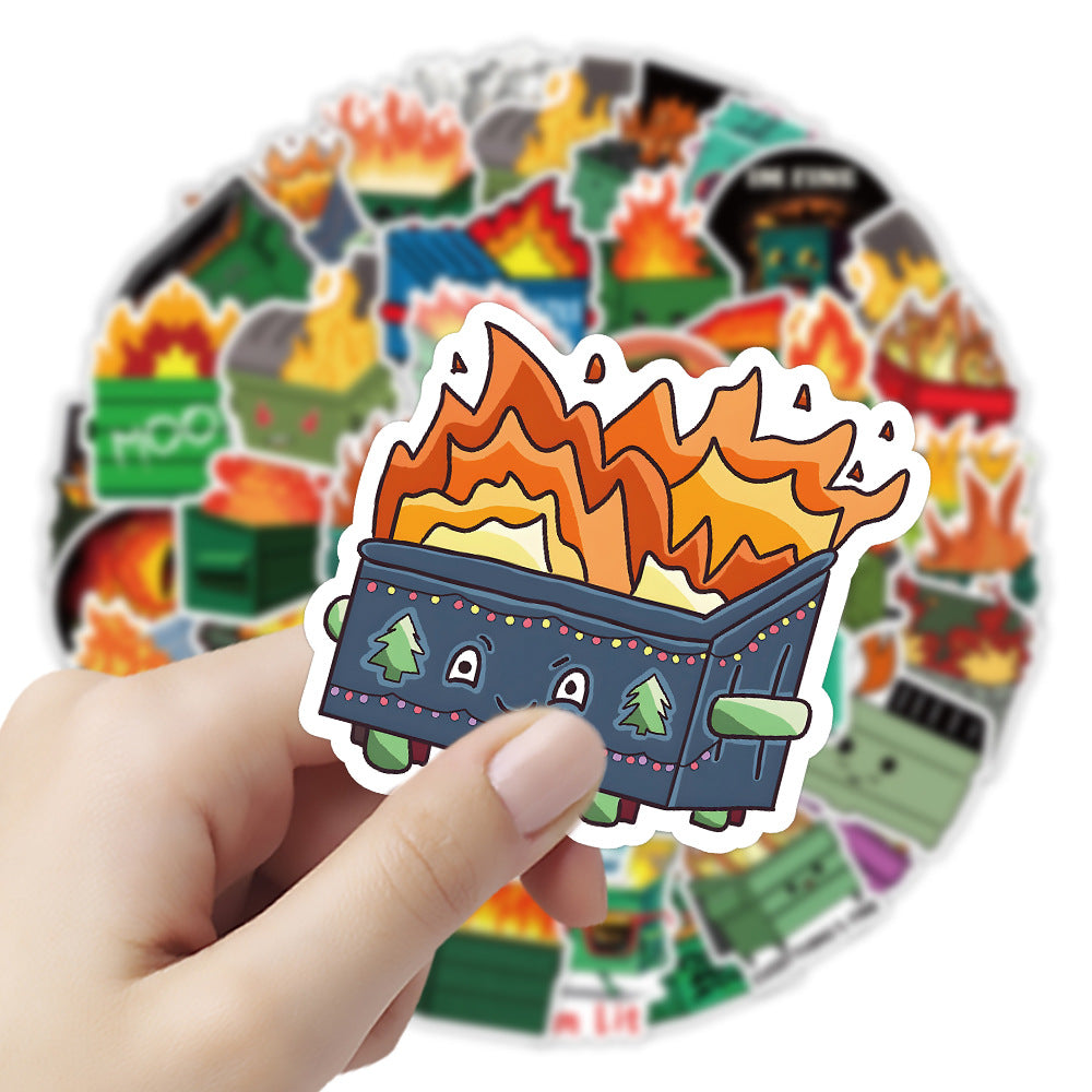 Wholesale 50 cartoon trash can fire stickers