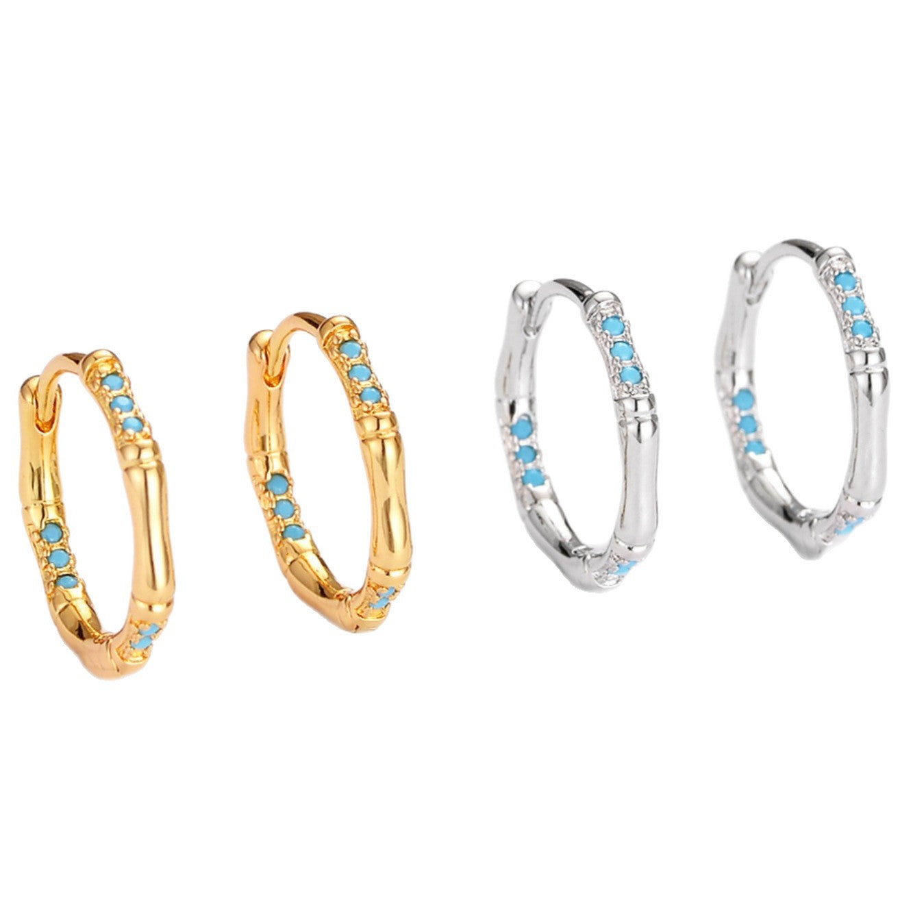 Wholesale  Style Turquoise Bamboo Earrings,  Niche Simple Hoops