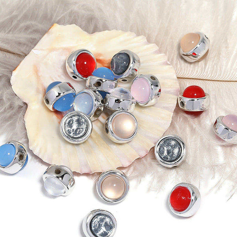 Wholesale 100pcs 12mm Colorful Double-sided Resin Cat's Eye Beads