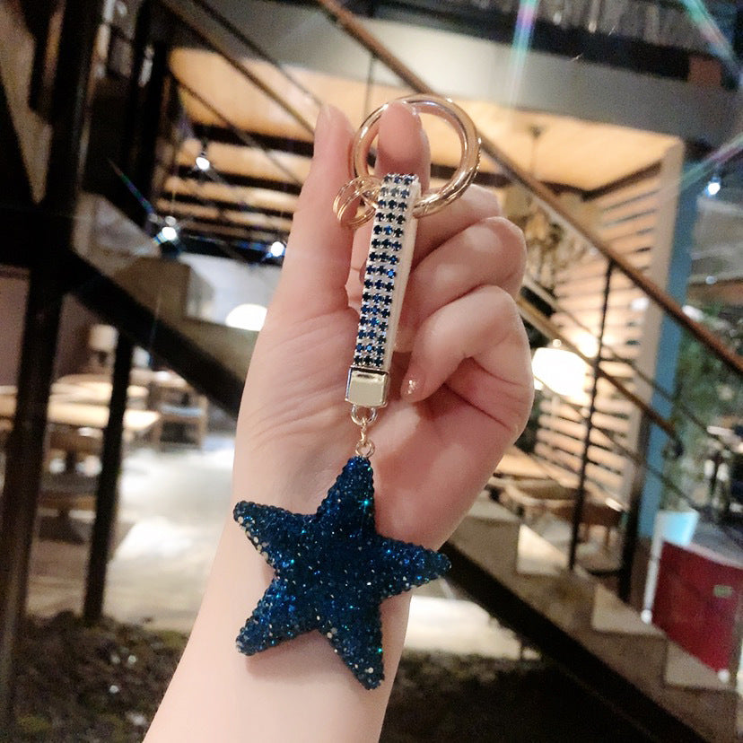 Wholesale Double-sided Diamond Studded Five Pointed Star Keychains