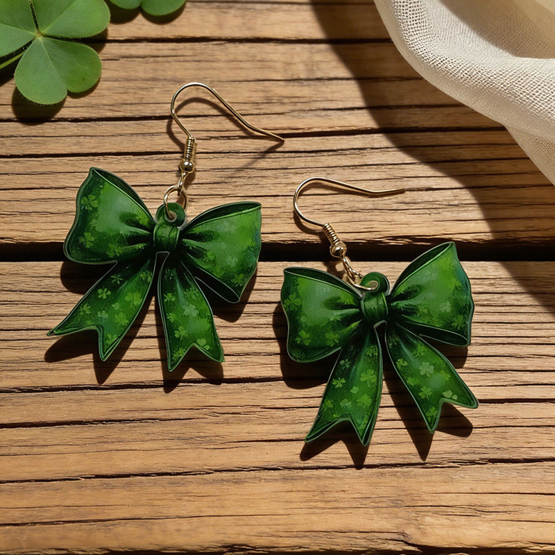 Wholesale St.  Patrick' s Day Shamrock Acrylic Earrings