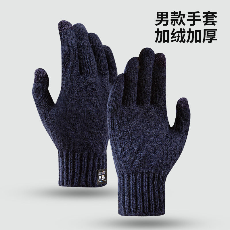 Wholesale Winter Warm Plus Velvet Thickened Knitted Touch Screen Gloves