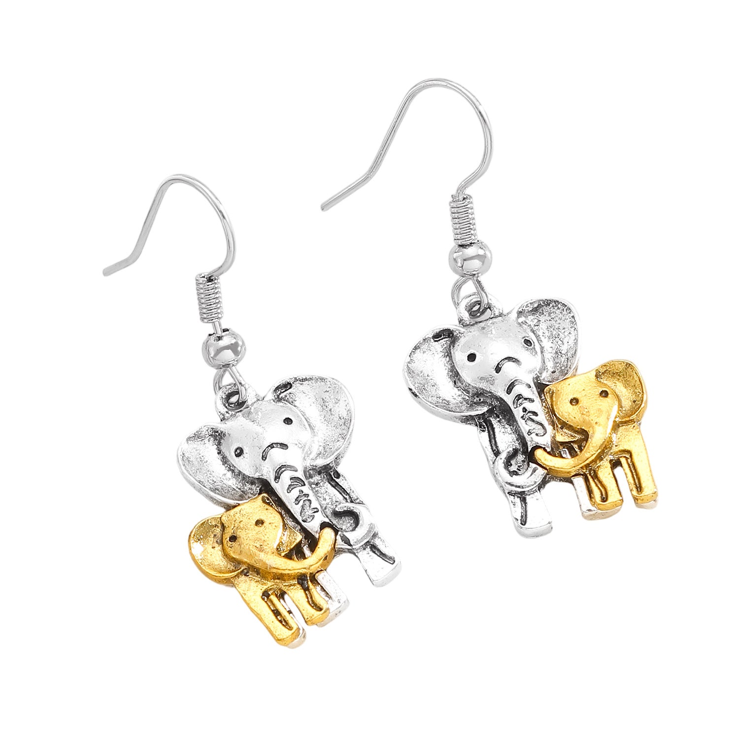 Wholesale  Elephant Mother and Baby Creative Animal Earrings Women Mother' s Day