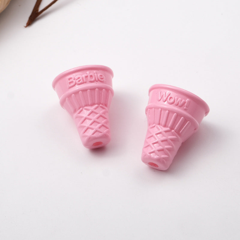 穴あきアクリルビーズ付き100個/パックのカラーコーンベイクドペイントアイスクリームの卸売