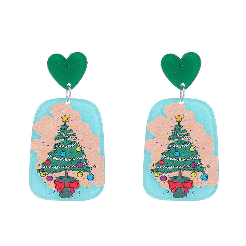 Wholesale Christmas Snowflake House Christmas Tree Gingerbread Man Acrylic Earrings