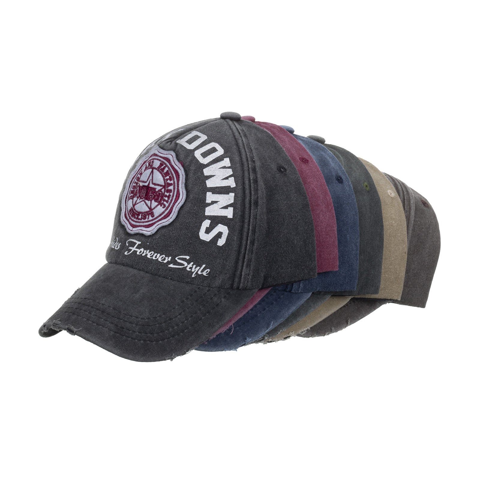 Wholesale Washed cotton alphabet print patch embroidered baseball cap