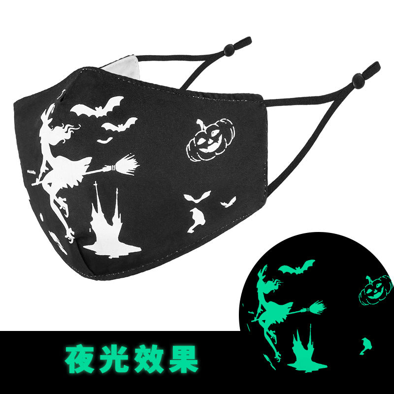 Wholesale Halloween Skull Head 3D Luminous Printed Dust Pure Cotton Mask
