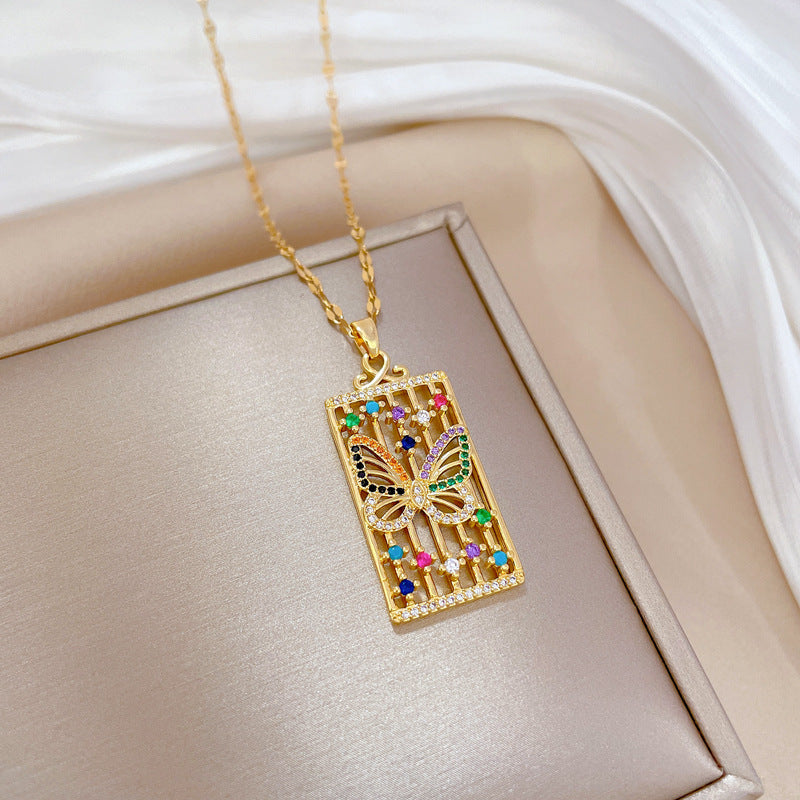 Wholesale Zircon Butterfly Stainless Steel Necklaces