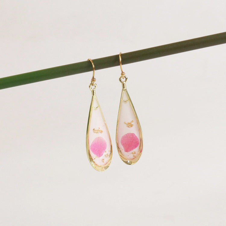 Wholesale 6pcs Plant Specimen Resin Colorful Dried Flower Earrings