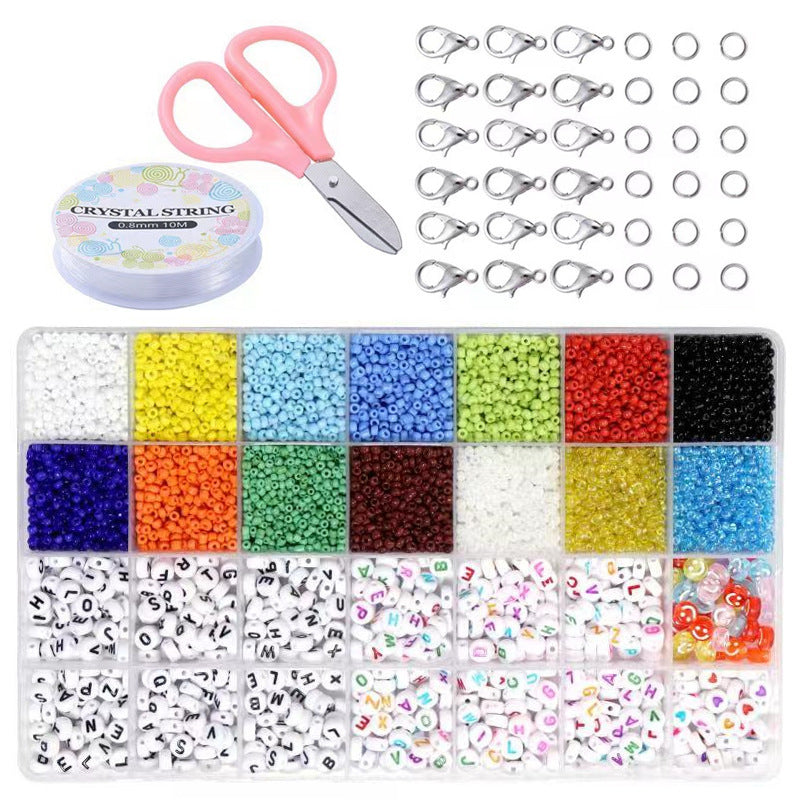 Wholesale DIY puzzle  Beaded 28 Boxed Set of Solid Color Paint Glass Beads DIY Bracelet Necklace Accessories Colorful Small Rice Beads