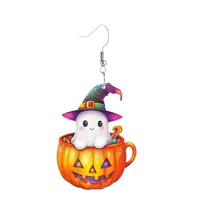 Wholesale Magic Hat Ghost Goblin Pumpkin Acrylic Earrings
