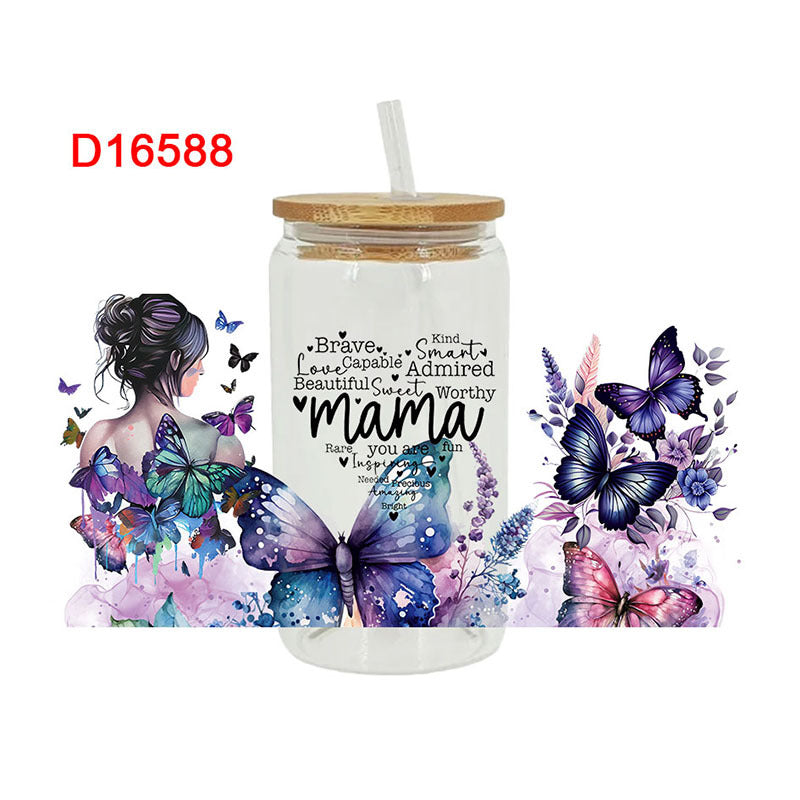 Wholesale Cartoon Cute Mother' s Day Theme 16oz Cup UV DTF Wraps