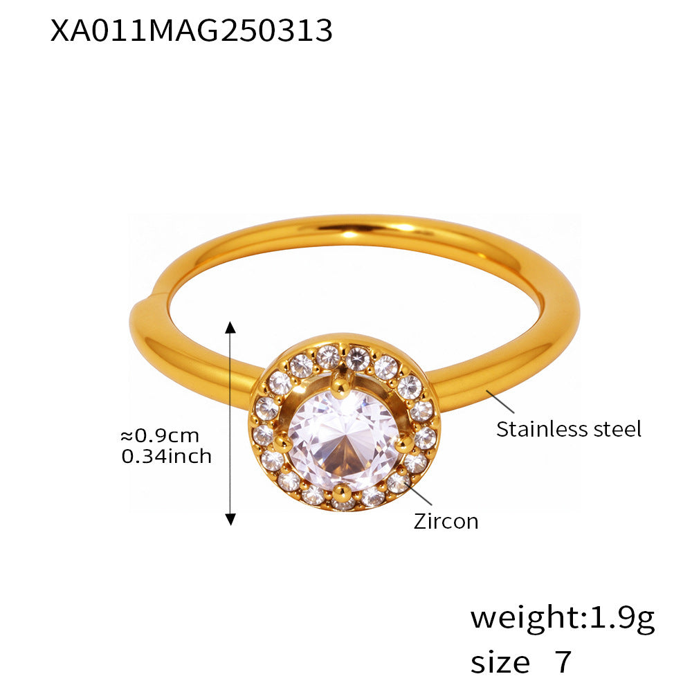 Wholesale Stainless steel side opening 5A zircon diamond ring