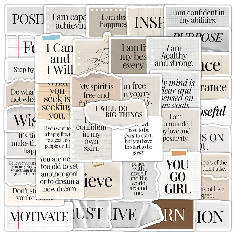 Wholesale 53 Vintage Inspirational English Phrase Waterproof Vinyl Stickers