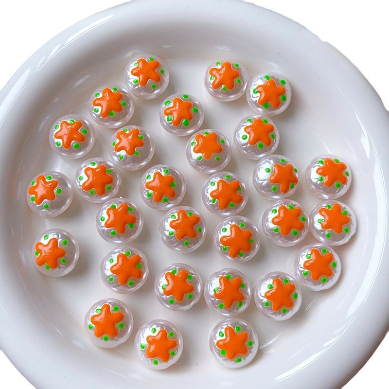 Wholesale Colorful round flower mushroom pearl straight hole beaded string Print Silicone Beads