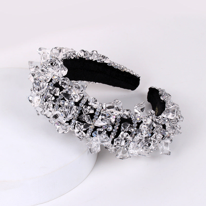 Wholesale Ice Baroque Rivet Sponge Headband