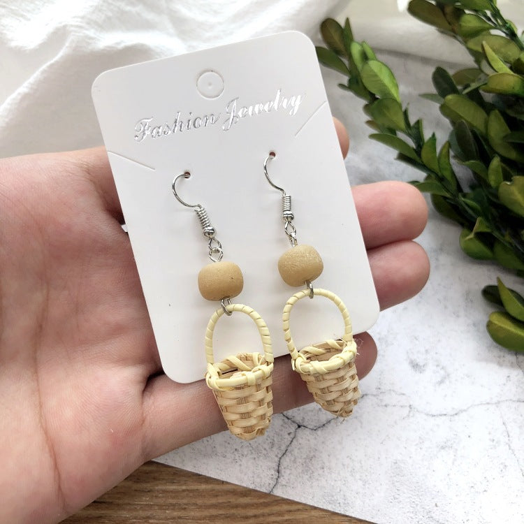 Wholesale Vintage Rattan Weaving Handmade Bohemian Earrings