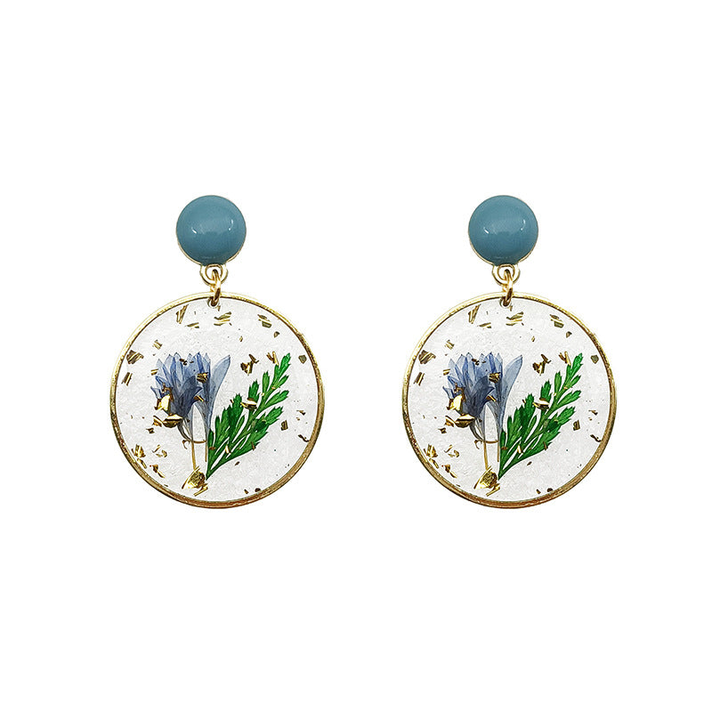 Wholesale Resin Dripping Dried Flower Earrings