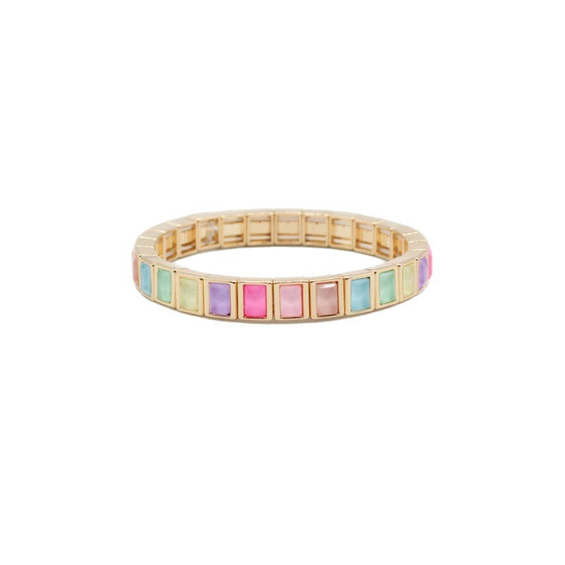Wholesale Geometric Mocha Crystal Enamel Cuff Bracelet Stackable Bangle Chic Unisex Jewelry Accessory Gift Boutique Resale