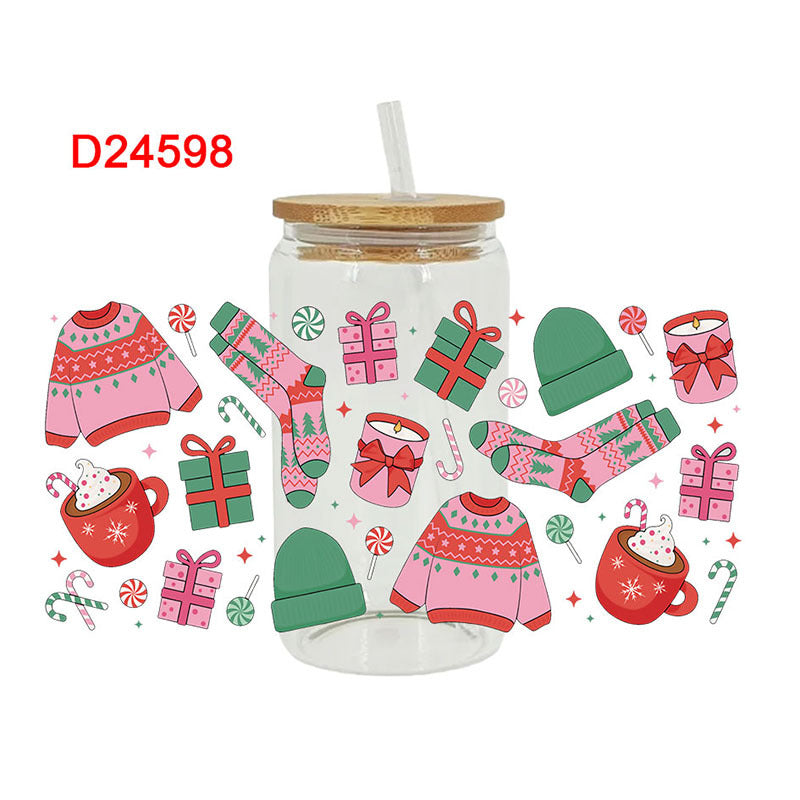 Wholesale Christmas tree cup 16oz Cup UV DTF Wraps