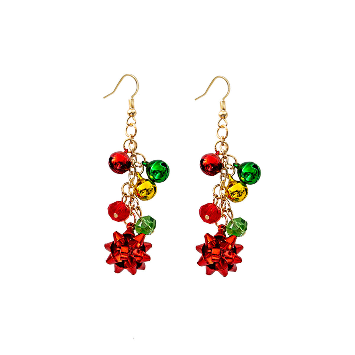 Wholesale Christmas Red and Green Flower Earrings